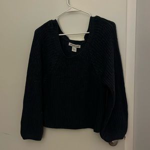 Small blue balloon sleeve pullover sweater